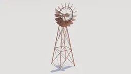 Rustic 3D windmill model with detailed textures, perfect for Blender 3D projects and agricultural scenes.