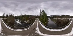 Bridge over River Overcast Sky