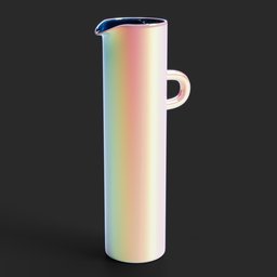 "Get the perfect touch of simplicity for your room with this Ceramic Pitcher Vase. Modeled using Blender 3D software, it features a white vase with a blue handle, highly detailed textures, and a gloss finish. Ideal for use in living rooms and other spaces, give your interiors the perfect finishing touch with this 3D model."