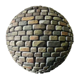 Seamless stylized brick PBR texture for 3D modeling, featuring diffuse, normal, and height maps at 2K resolution.