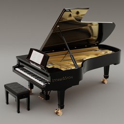 Grand Piano with Bench, rigged