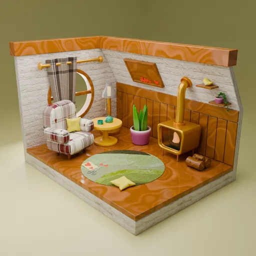 Stylized Cozy Living Room Diorama