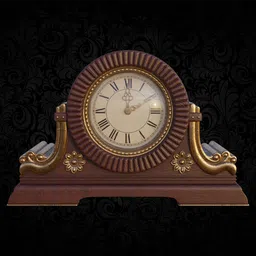 Detailed Blender 3D model of an ornate, vintage table clock with intricate detailing.