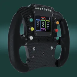 "Get behind the wheel with our high-quality 3D model of a racing steering wheel, perfect for any motorsport or sci-fi vehicle. Featuring a digital display and highly detailed skin, this model is a must-have for any 3D artist using Blender 3D. Inspired by Théodule Ribot and carved in Carvaggio with a dark green substance designer height map, this wheel is ready to take on any race. "