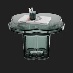 Coffee Table Green Glass With Book