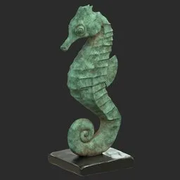 Seahorse bronze statue oxydated