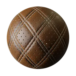 High-resolution stitched leather texture with diamond pattern for PBR 3D rendering in Blender.