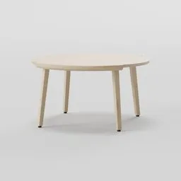 3D Blender model of a minimalist oak wood round coffee table with tapered legs from the Tibet collection.