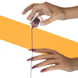 Nail enamel liquid spilling on nail