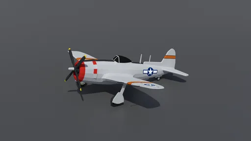 Detailed 3D model of a WWII era fighter plane optimized for low-poly Blender renderings.