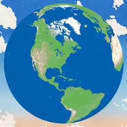 Earth Globe Anime Cel Shaded Planet Sky