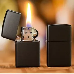 Detailed 3D rendered model of an open flame Zippo lighter with a realistic metallic texture, suitable for Blender.