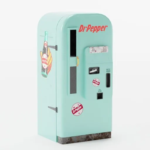 Detailed retro-style soda dispenser 3D model, ideal for Blender rendering, with authentic textures and graphics.