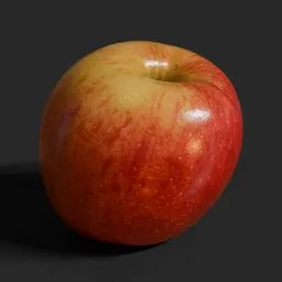 Detailed 3D apple model with realistic textures, optimized for Blender rendering and large-scale scenes.