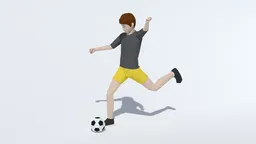 Low poly 3D model showcasing a kid in football action, optimized for Blender CG visualizations, with a separate ball object.