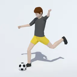 Low Poly Kid Playing Football
