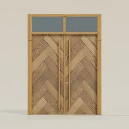 Herringbone Wood Double Door