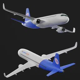 Detailed Blender 3D model of Airbus A320, showcasing realistic design and textures, suitable for flight simulation and animation.