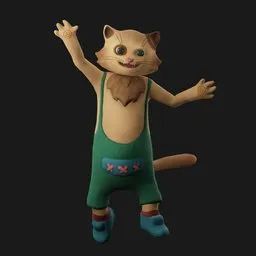 Cartoon funny cat (Rigged)