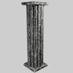 "Granite Column 3D model for Blender 3D – old-style design with aged texture and damage, perfect for architectural and historical scenes. Featuring marble pillars and a clock on top, this realistic rendering adds depth and character to any project."