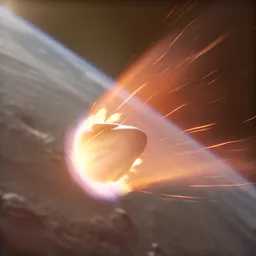 Animated fiery plasma trail 3D model suitable for depicting reentry in space simulations, created with Blender.