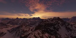 Aerial Mountain Landscape Sunset