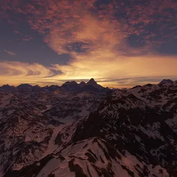 Aerial Mountain Landscape Sunset