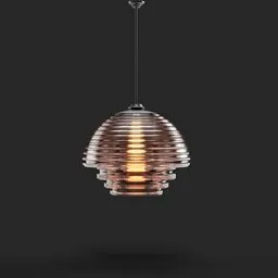 Adjustable wire Mushroom Ceiling Lamp 3D render for Blender, featuring a sleek, modern design with illuminated layers.