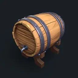 Stylized Wooden Barrel with Tap