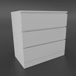 Highly detailed white 3D model of IKEA-inspired drawers, perfect for Blender rendering and hall interior design visualization.