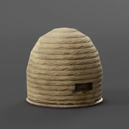 3D beehive model with realistic textures compatible with Blender for farm and fantasy scenes.