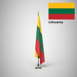 Lithuania Ceremonial flag on stand