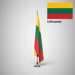 Lithuania Ceremonial flag on stand