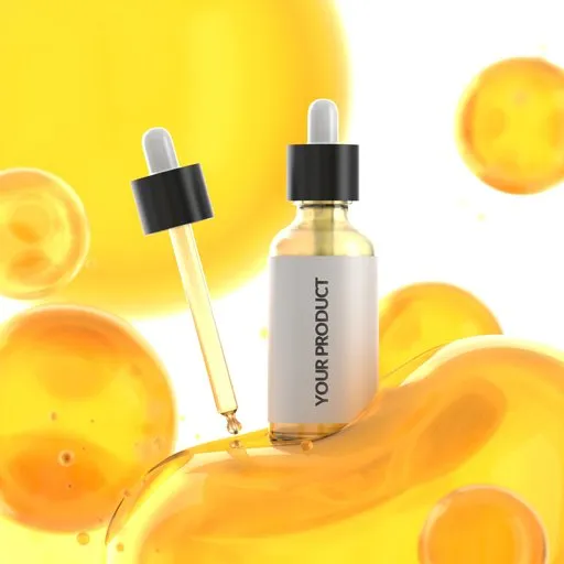 Packshot scene with bubbles