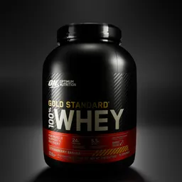 Realistic 3D model of a protein supplement jar created in Blender.