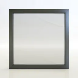 "Aluminum Window - Fixed 3D model for Blender 3D software. Detailed product shot with a black matte finish and squared border. Ideal for passive house projects and bay window installations."