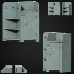 Distressed Blue Wooden Corner Cabinet