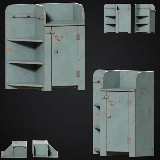 Distressed Blue Wooden Corner Cabinet