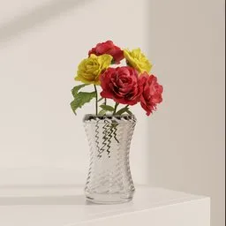 Glass Vase with Red & Yellow Roses