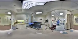 360-degree view of a well-lit surgical room for realistic scene rendering.