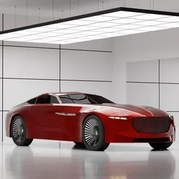 Detailed red concept car 3D model optimized for Blender, featuring a sleek design and low polygon count for efficient rendering.