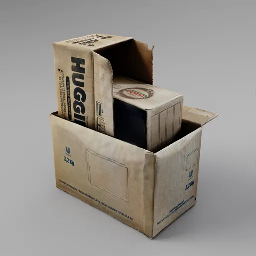 Cardboard Boxes Scan | Interior Decorations models | Blendkit