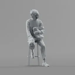 Lowpoly Male Sitting on a bar stool