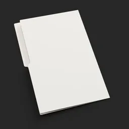 "White Folder on Black Background: A conceptual rendering of a simple, untextured white folder with a black background, inspired by Carlos Trillo. Perfect for office and stationery use in Blender 3D."