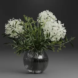White Hydrangea Glass Vase