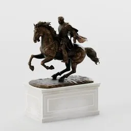 Bronze Statue of Man on Reering Horse