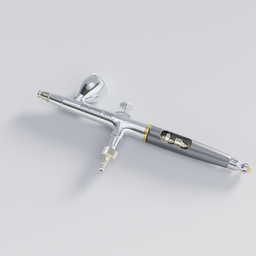 Detailed Blender 3D model of a dual-function 0.2mm nozzle airbrush for industrial utility.