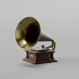 Detailed 3D model of antique Victorian-era graphophone for Blender, perfect for period or modern scenes.
