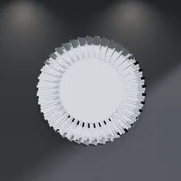 3D rendered modern circular sun rays mirror, Blender compatible, detailed geometry ready for subdivision and architectural visualization.