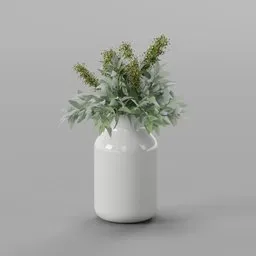 Soft Green Foliage White Vase